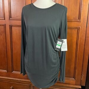 DKNY Sport Womens Tunic Type Long Sleeve Activewear  Dark Gray Silky Feeling SzL